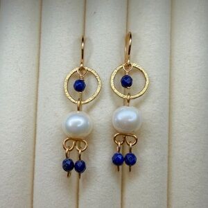 Lapis Pearl Earrings
